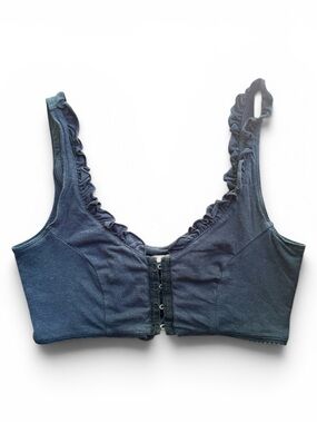 Maha Devi Bra Top Ruffled Strap Front Hook and Eye Closure